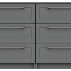 Hatfield 3+3 Drawer Chest - Dark Grey Gloss