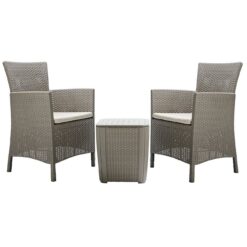 Keter Iowa 2 Seater Rattan Effect Garden Bistro Set - Cream