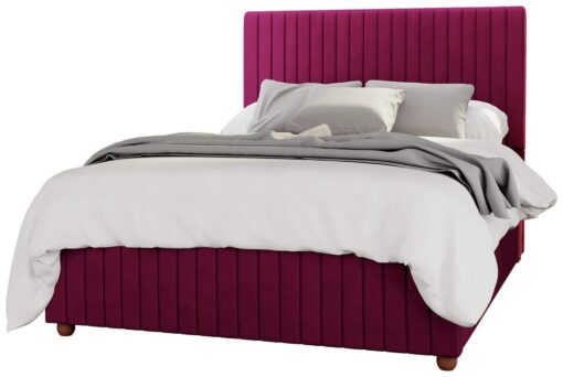 LLB Estella Velvet Double Ottoman Bedframe - Berry