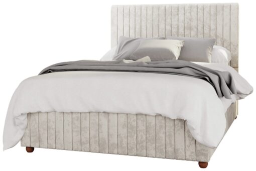 LLB Estella Velvet Double Ottoman Bedframe - Pearl