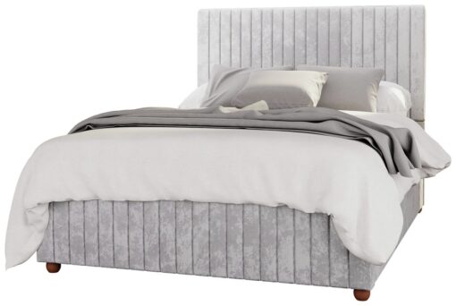 LLB Estella Velvet Double Ottoman Bedframe - Silver