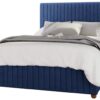 LLB Estella Velvet Small Double Ottoman Bedframe - Navy