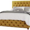 LLB Luna Velvet Double Ottoman Bedframe - Ochre