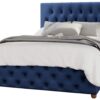 LLB Luna Velvet Kingsize Ottoman Bedframe - Navy