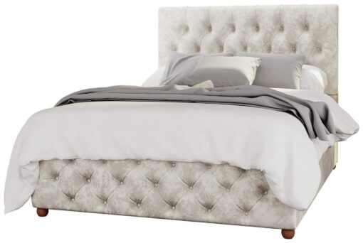 LLB Luna Velvet Small Double Ottoman Bedframe - Pearl