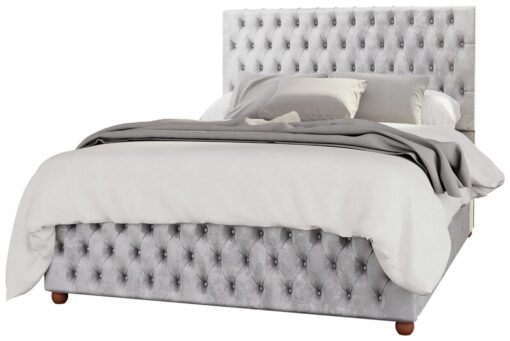 LLB Seren Velvet Double Ottoman Bedframe - Silver