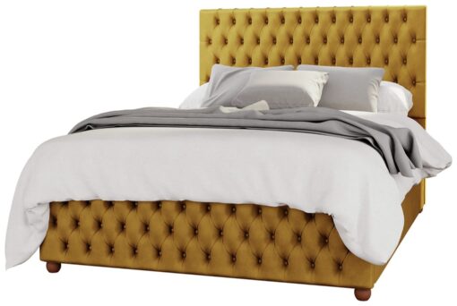 LLB Seren Velvet Kingsize Ottoman Bedframe - Ochre