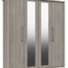 Lancaster 4 Door 2 Mirror Wardrobe - Grey