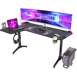 (Left ) Computer Gaming Desk RGB LED: L Shape Corner Desk