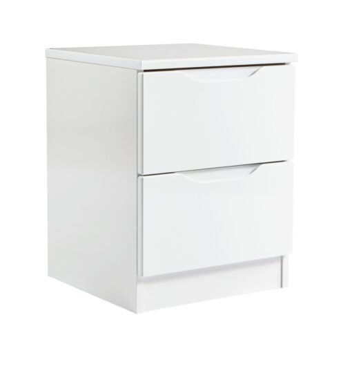 Legato 2 Drawer Bedside Table - White Gloss