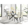 Lenworth Luxury Chrome and Glass Rectangular Dining Table and Chairs - x4 Velvet Chairs Metal Leg