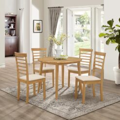 Mcneill 5 Piece Drop Leaf Solid Wood Dining Set