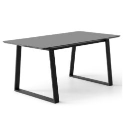 Meza Rounded Extendable Dining Table with Trapez Metal Legs