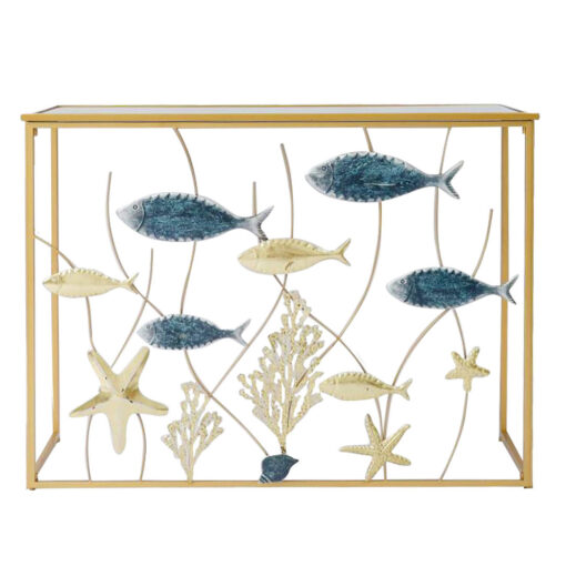 ORIGEN Home Decor Table With Fish And Furniture Stars | Gold Auxiliary Furniture Signes Grimalt By SIGRIS 80X38x108cm