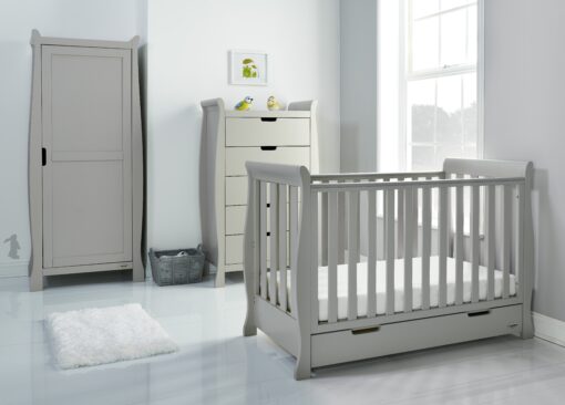 Obaby Stamford Mini Sleigh Cot Bed - Warm Grey