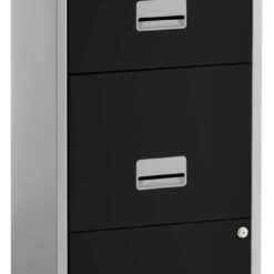 Pierre Henry 3 Drawer Maxi Filing Cabinet - Silver & Black