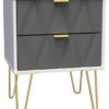 Shimmer 2 Drawer Bedside Table - Grey & White