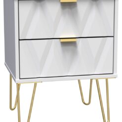 Shimmer 2 Drawer Bedside Table - White