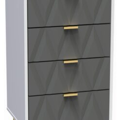 Shimmer 5 Drawer Tallboy - Grey & White