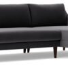 Swoon Turin Velvet Right Hand Corner Sofa - Granite Grey