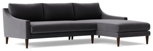 Swoon Turin Velvet Right Hand Corner Sofa - Granite Grey
