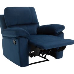 Toby Velvet Manual Recliner Chair - Navy