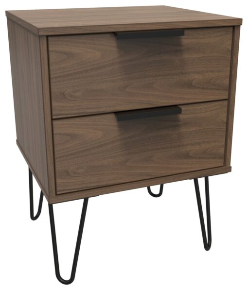 Verona 2 Drawer Bedside Table - Walnut Effect