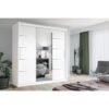 (White, 250CM) NZ Oslo 2&3 Door Sliding Mirror Door Wardrobe