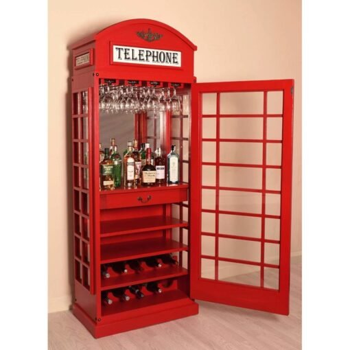White Star Drinks Cabinet - Telephone Box in retro style - Red EP12R