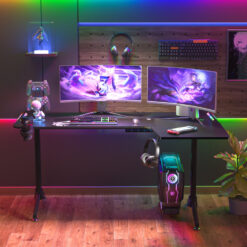 (right) L-Shape Gaming Computer Desk RGB Led Lighted Table