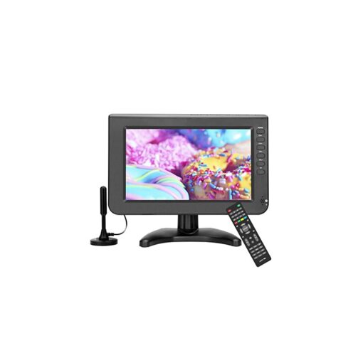 10.1"Mini TV,Portable TV with Digital T2 Tuner H.256 Freeview Receiver,HMDI,USB,TF card,AV IN,Rechargeable battery,12V TV Suitable for Bedro