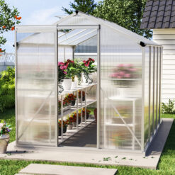(10ft x 6ft - with Base) Outdoor Aluminium Greenhouse Glazing Garden Shade Plant Grow Shed House