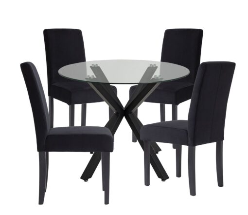 Argos Home Alice Glass and Black Table & 4 Black Chairs