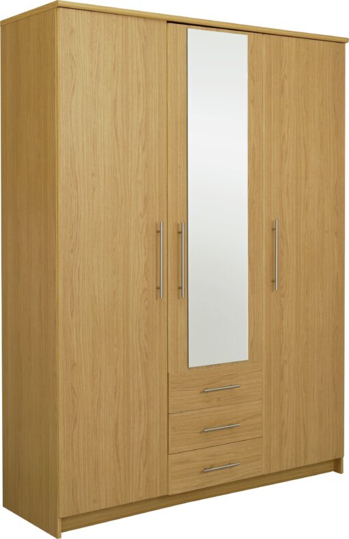 Argos Home Normandy 3Dr 3Drw Large Mirror Wardrobe - Oak Eff