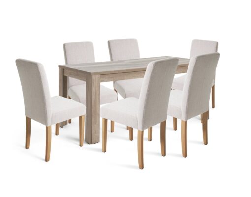 Argos Home Preston Extending Dining Table & 6 Cream Chairs