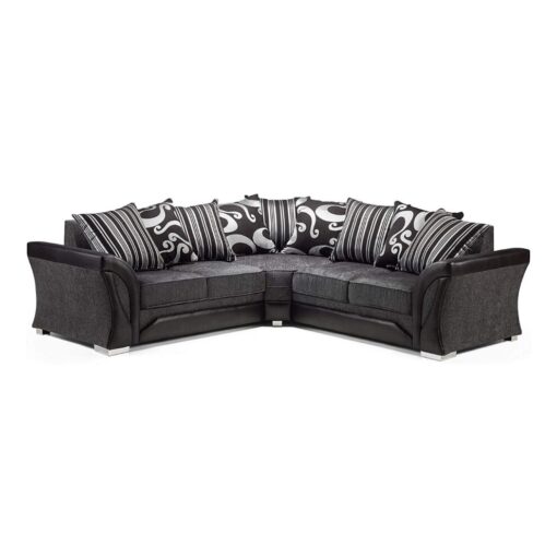 (Black/Grey, Corner(2C2)) Shannon Corner (2C2) and 3+2 Seater Sofa