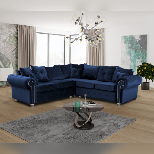 (Blue, Corner Sofa) Ashwin Living Room Corner Sofa