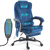 (Blue Velvet) Massage Executive Office Chair Computer Desk Chair Swivel Recliner Gaming Chair