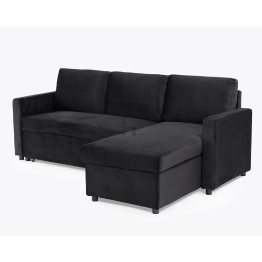 Dorset 3 Seater Pull-Out Reversible Chaise Sofa Bed, Black Velvet