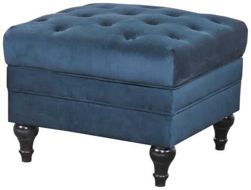 Habitat Chesterfield Velvet Storage Footstool - Blue