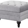 Habitat Chesterfield Velvet Storage Footstool - Light Grey