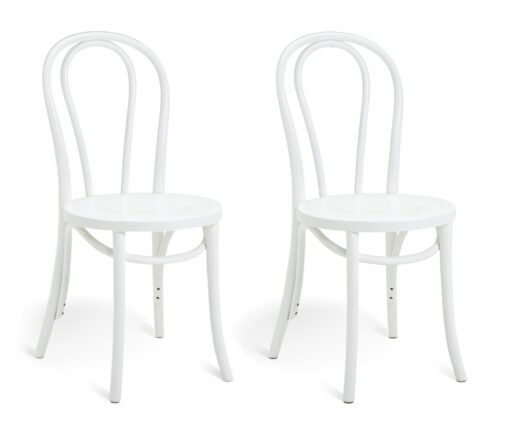 Habitat Larsa Pair of Solid Wood Dining Chairs - White