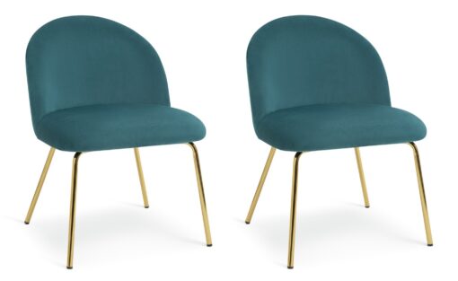 Habitat Maddix Pair of Velvet Dining Chairs - Teal