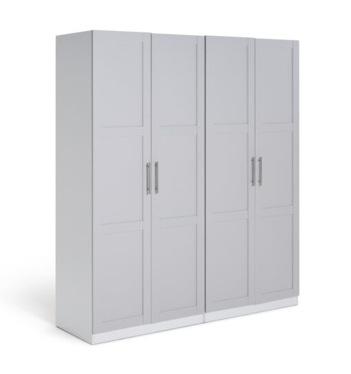 Habitat Munich Panelled 4 Door Wardrobe - Grey