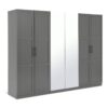 Habitat Munich Panelled 6 Door Mirror Wardrobe - Anthracite