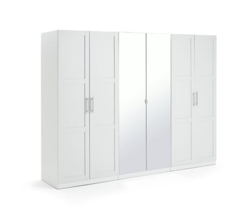 Habitat Munich Panelled 6 Door Mirror Wardrobe - White