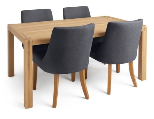 Habitat Radius Oak Dining Table & 4 Alec Dark Grey Chairs