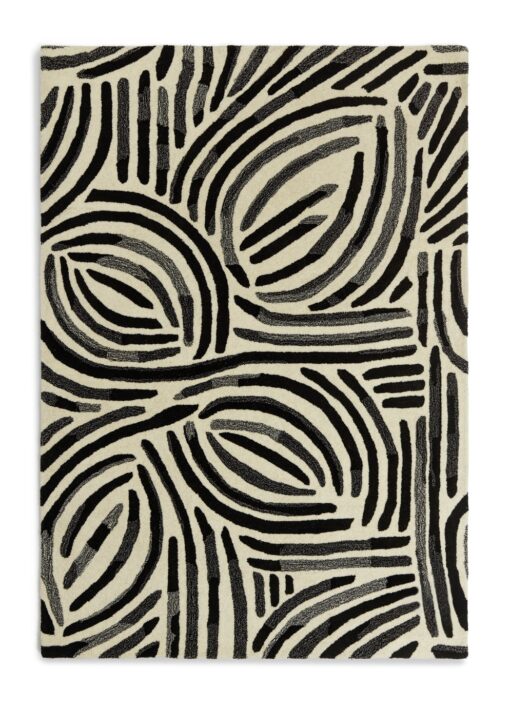 Habitat Skandi Brush Marks Rug - Black & White - 160x230cm