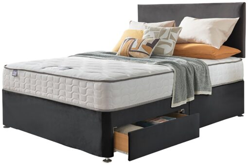 Silentnight Comfort Double 2 Drawer Divan Bed - Charcoal