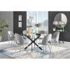 Tierra Modern Glass & Metal Round Dining Table Set & 6 Luxury Velvet Dining Chairs